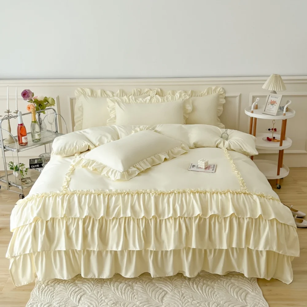 100% Cotton Queen Farmhouse Antique Ruffle Bed Set